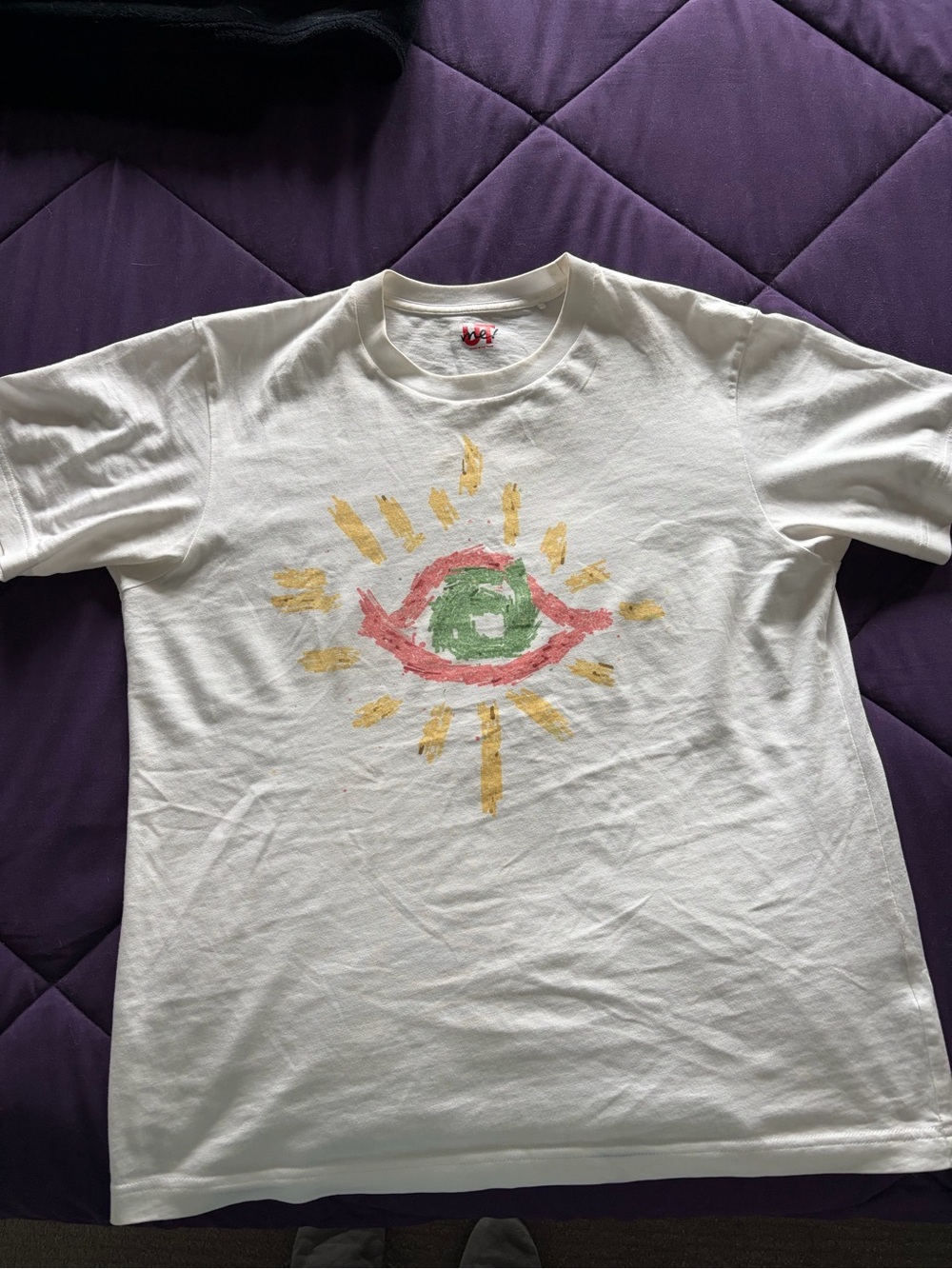 White Graphic Eye T-Shirt with Sunburst